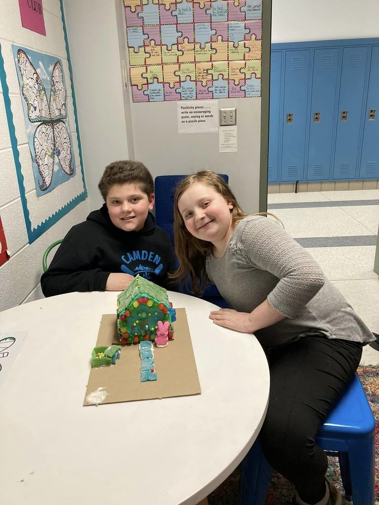 Two Students With Their Candy House